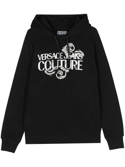 Versace Jeans Couture Rx Logo Baroque Sweatshirts Clothing In Black