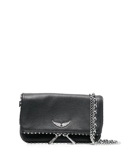 Zadig & Voltaire Zadig&voltaire Rock Nano Grained Leather + St Bags In Black
