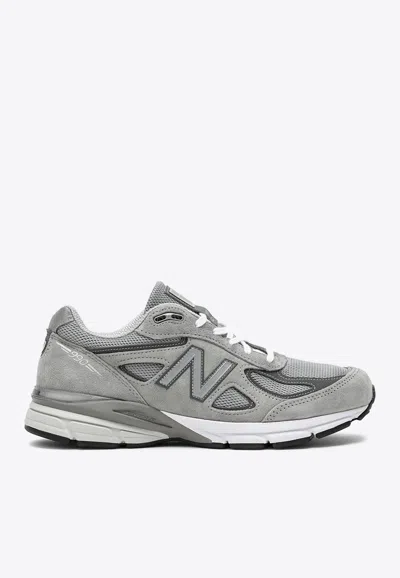 New Balance 990v4 Suede And Mesh Sneakers In Gray