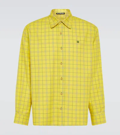 Acne Studios Checked Cotton Shirt In Yellow