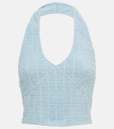 Givenchy Plage 4g Cotton-blend Terry Crop Top In Blau