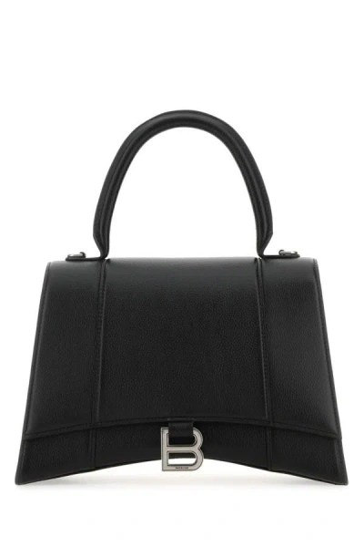 Balenciaga Woman Black Leather Hourglass Handbag