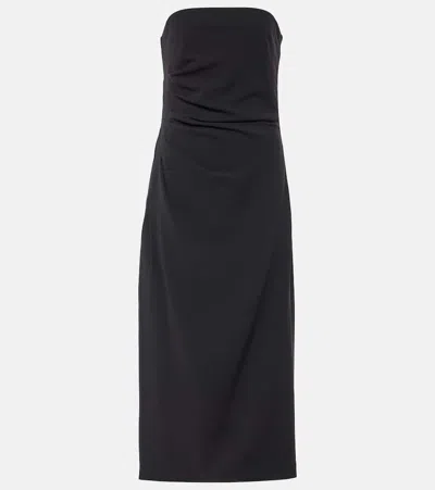 Proenza Schouler Strapless Crepe Midi Dress In Black