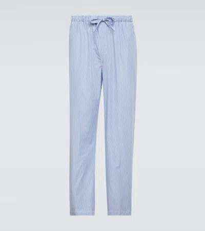 Derek Rose Striped Cotton Poplin Pajama Pants In Blue