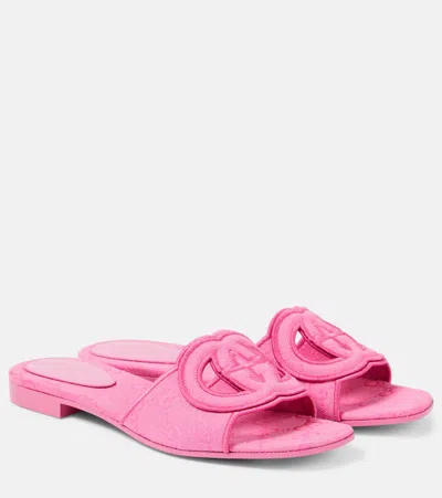 Gucci 10mm Interlocking G Canvas Slide Sandals In Blossom Rose
