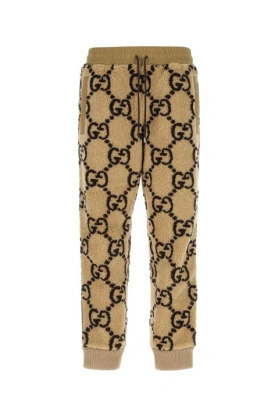 Gucci Man Embroidered Teddy Joggers In Multicolor
