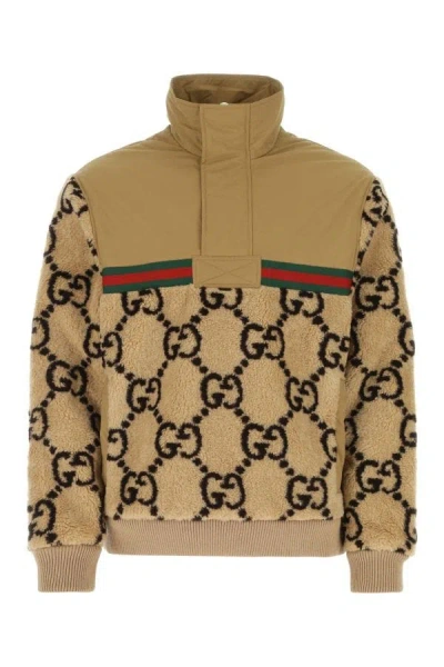 Gucci Man Printed Teddy Jacket In Multicolor