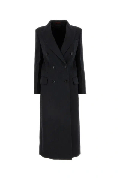 Gucci Woman Charcoal Wool Coat In Black