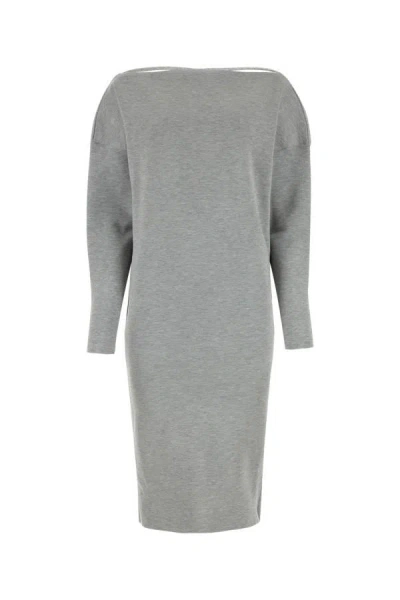 Gucci Woman Grey Stretch Wool Blend Dress In Gray