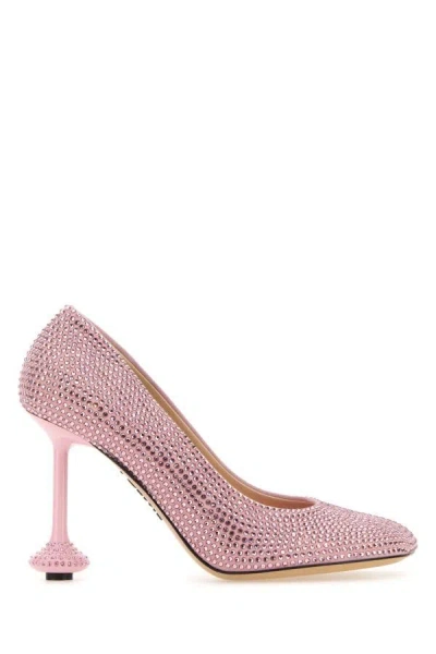 Loewe Embellished Leather Toy Pumps In Pink