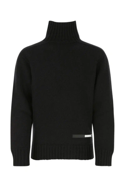 Oamc Peak High-neck Knit Sweater In Black