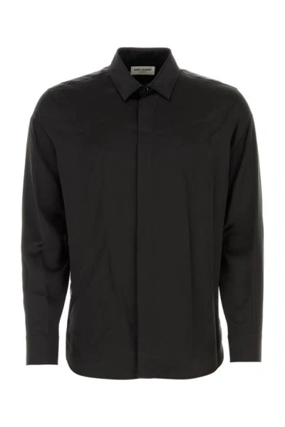 Saint Laurent Man Black Satin Shirt
