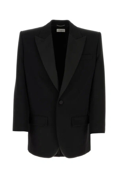Saint Laurent Man Black Wool Oversize Blazer