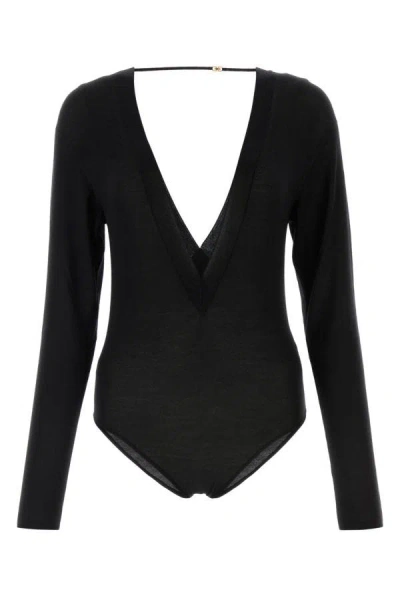 Saint Laurent Woman Black Wool Blend Bodysuit