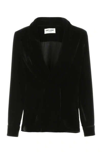Saint Laurent Woman Top Black Size 8 Viscose, Silk In Multicolor