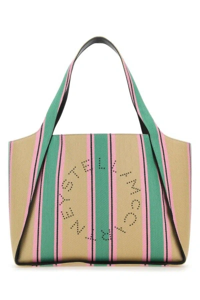 Stella Mccartney Woman Embroidered Raffia Stella Logo Shopping Bag In Multicolor