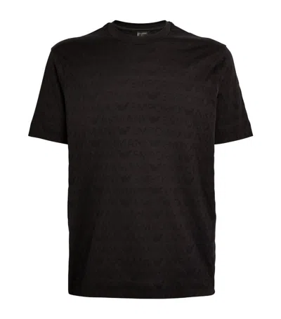 Emporio Armani Logo-jacquard Cotton T-shirt In Black