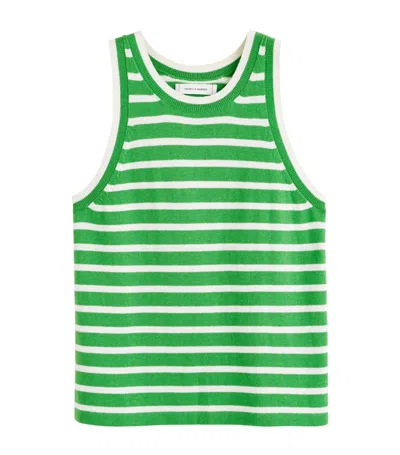 Chinti & Parker Striped Knitted Tank Top In Green