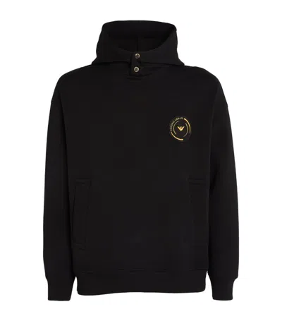 Emporio Armani Logo-patch Cotton-blend Hoodie In Black