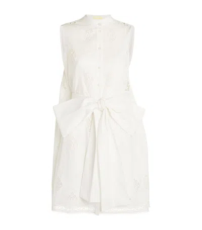 Erdem Lace Embroidered Bow Dress In White