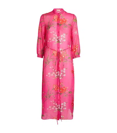 Erdem Cotton-silk Floral Dress In Pink