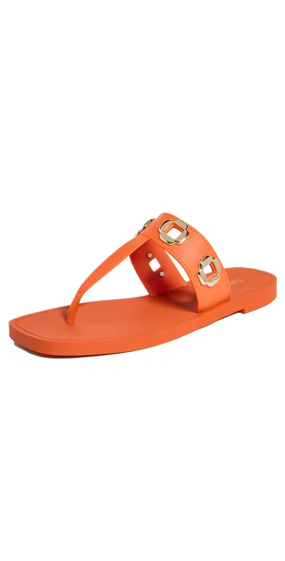 Larroude Women's Milan Grommet Thong Sandals In Orange