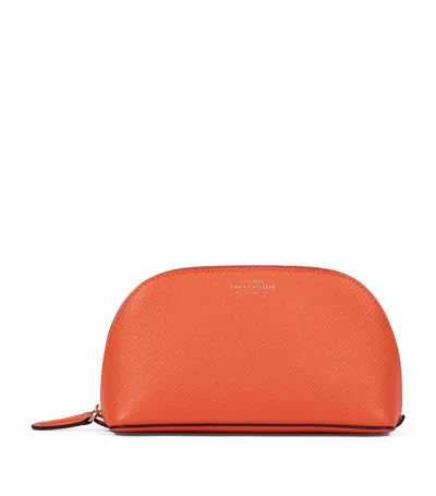 Smythson Panama Leather Cosmetic Case In Orange