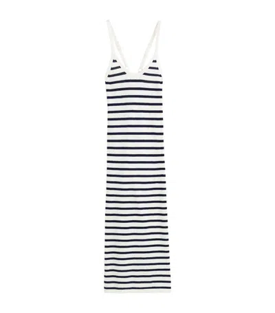 Chinti & Parker Striped Knitted Midi Dress In White