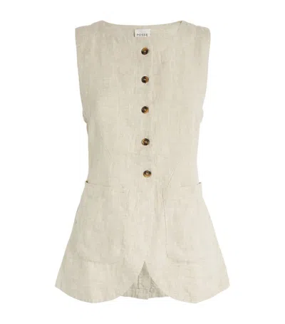 Posse Linen Button-up Emma Vest In Natural
