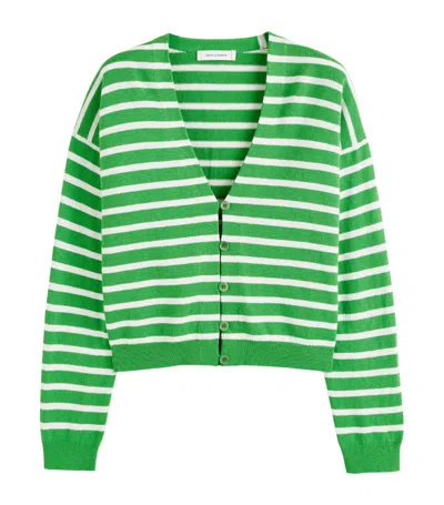 Chinti & Parker Striped Button-up Cardigan In Green