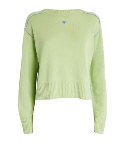 Max & Co Cashmere Embroidered Heart Sweater In Green