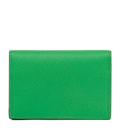 Smythson Panama Leather Folded Card Holder In Green