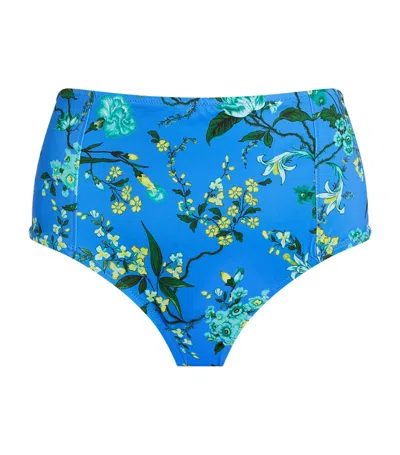 Erdem Floral Bikini Bottom In Blue