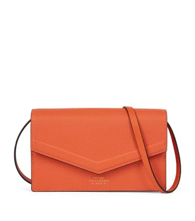 Smythson Panama Leather Envelope Cross-body Bag In Orange