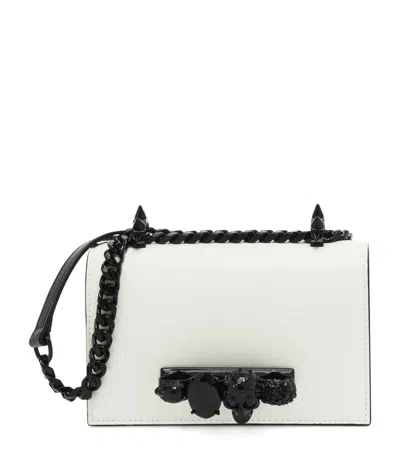 Alexander Mcqueen Mini Leather Jewelled Satchel Bag In Ivory
