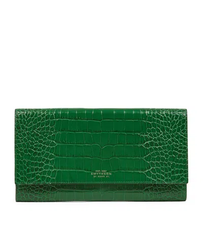 Smythson Mara Leather Marshall Travel Wallet In Green