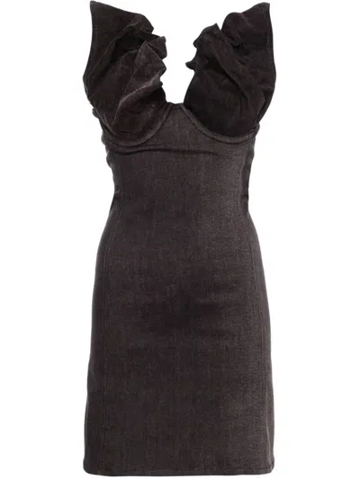 Y/project Denim Mini Dress In Black