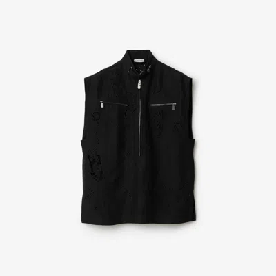 Burberry Broderie Anglaise Canvas Waistcoat In Black