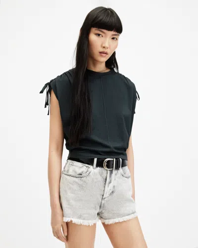 Allsaints Cassie Crew Neck Sleeveless T-shirt In Washed Black