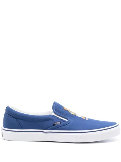 Polo Ralph Lauren Polo Bear Slip-on Trainers In Blue