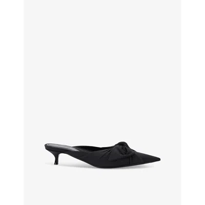 Balenciaga Knife Knotted Bow Kitten-heel Mules In Black