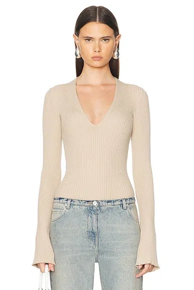 Courrèges Ribbed-knit Bodysuit In Sand