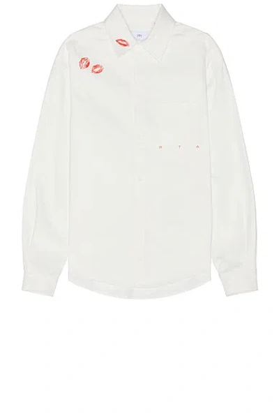 Rta Button Front Kisses Shirt In White