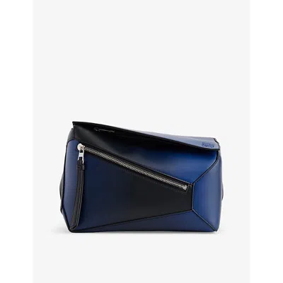 Loewe Puzzle Edge Small Leather Belt Bag In Navy Blue