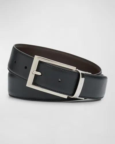 Zegna Men's Reversible Adjustable Leather Belt In Blk Sld