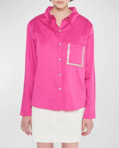 As By Df Valentina Embellished Satin Blouse In Magenta