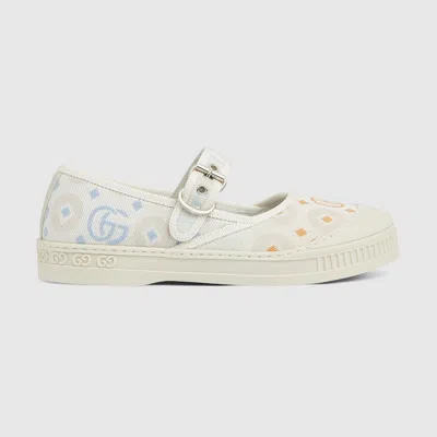 Gucci Double G Ballet Flat In White