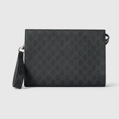 Gucci Gg Pouch With Gg Detail In Black