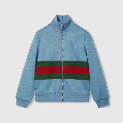 Gucci Kids' Jersey Zip Jacket In Blue