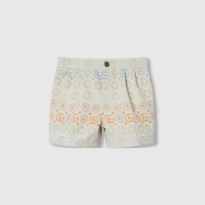 Gucci Babies' Double G Cotton Short In Grey